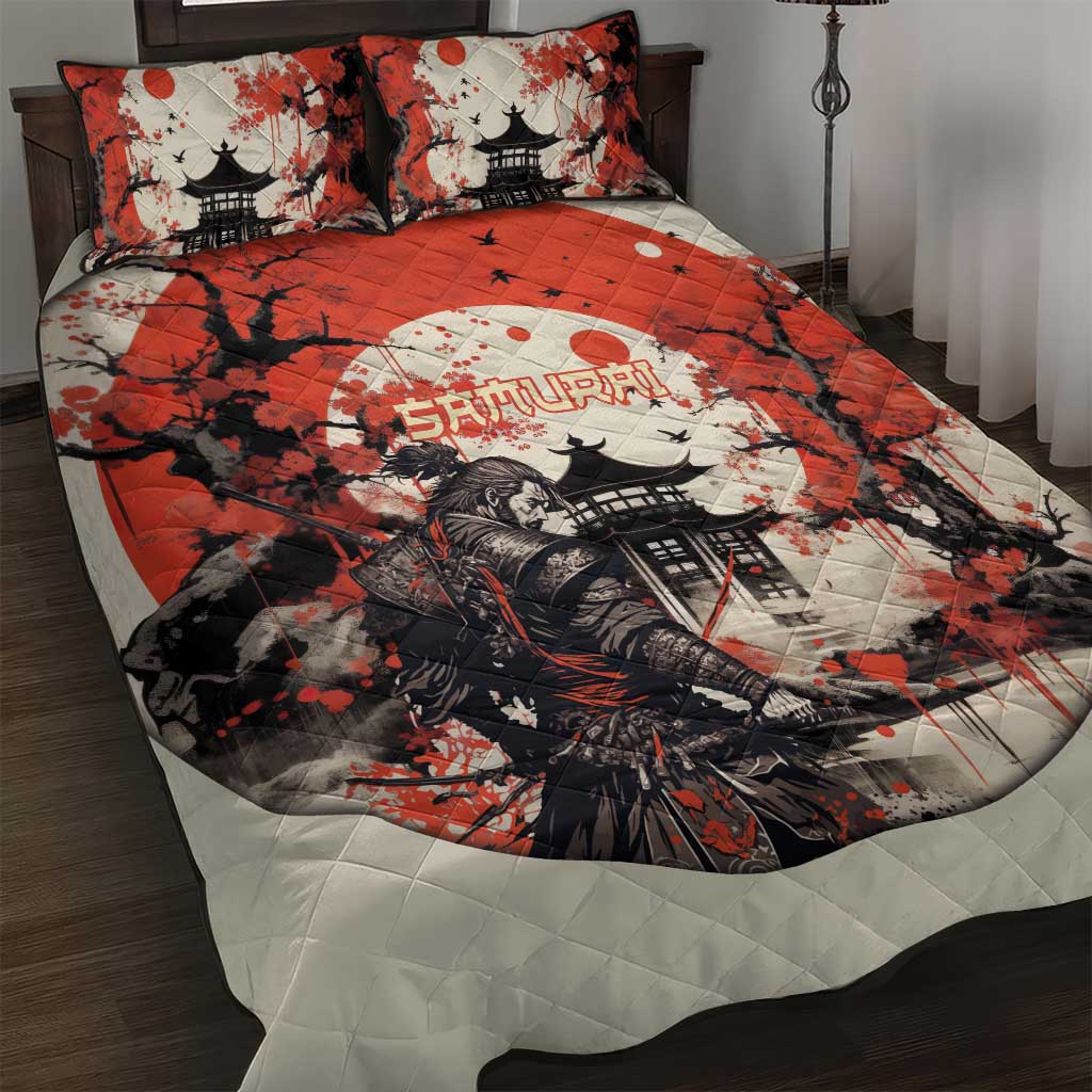 Samurai Warrior Japan Quilt Bed Set Red-blossomed Tree Classic Japanese Stylized LT14 Red - Polynesian Pride