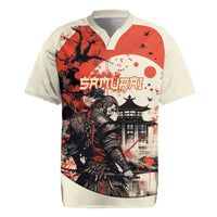 Samurai Warrior Japan Rugby Jersey Red-blossomed Tree Classic Japanese Stylized - Polynesian Pride