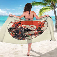 Samurai Warrior Japan Sarong Red-blossomed Tree Classic Japanese Stylized - Polynesian Pride