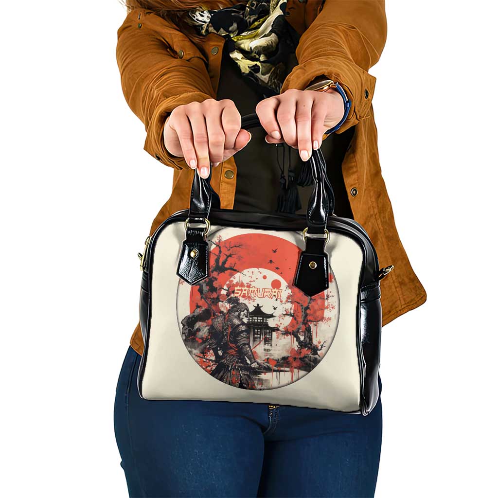 Samurai Warrior Japan Shoulder Handbag Red-blossomed Tree Classic Japanese Stylized LT14 One Size Red - Polynesian Pride