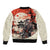 Samurai Warrior Japan Sleeve Zip Bomber Jacket Red-blossomed Tree Classic Japanese Stylized - Polynesian Pride