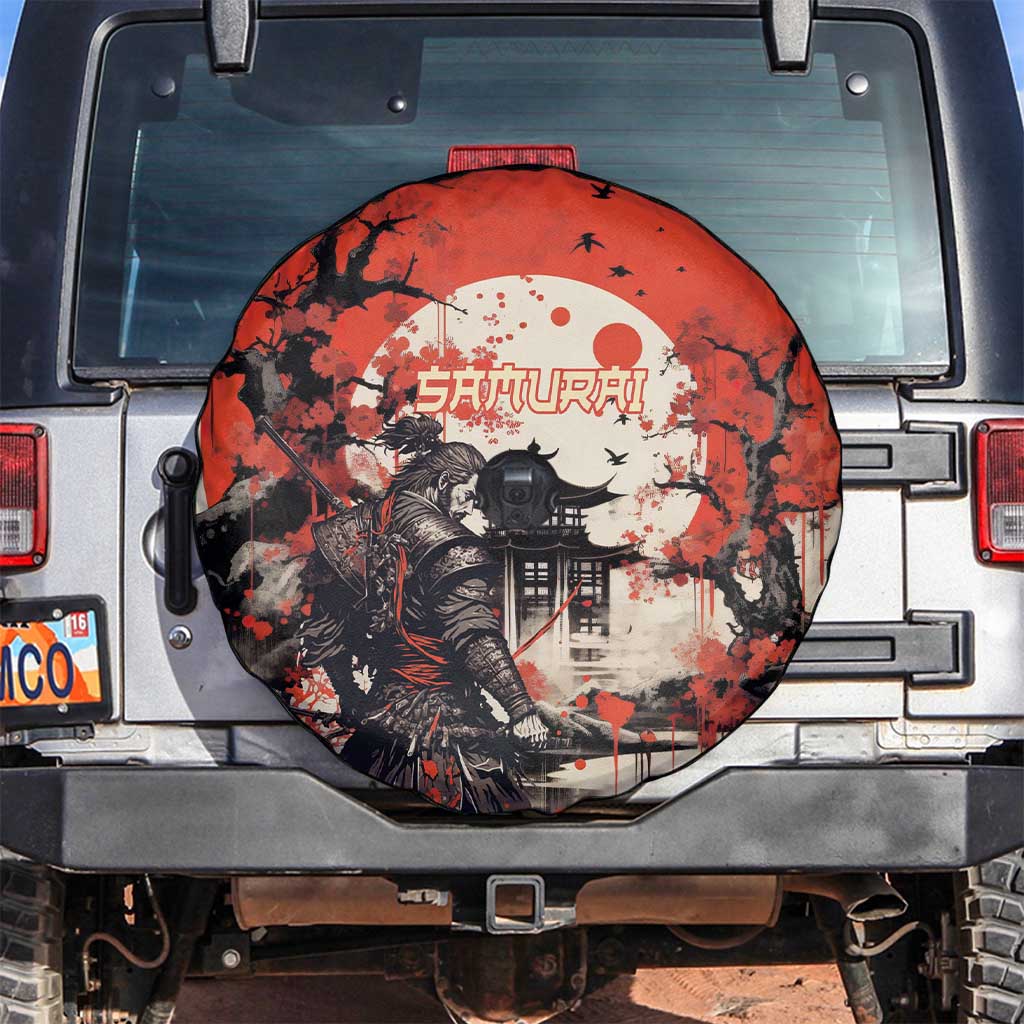 Samurai Warrior Japan Spare Tire Cover Red-blossomed Tree Classic Japanese Stylized LT14 Red - Polynesian Pride