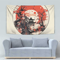 Samurai Warrior Japan Tapestry Red-blossomed Tree Classic Japanese Stylized LT14 - Polynesian Pride