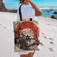 Samurai Warrior Japan Tote Bag Red-blossomed Tree Classic Japanese Stylized LT14 - Polynesian Pride
