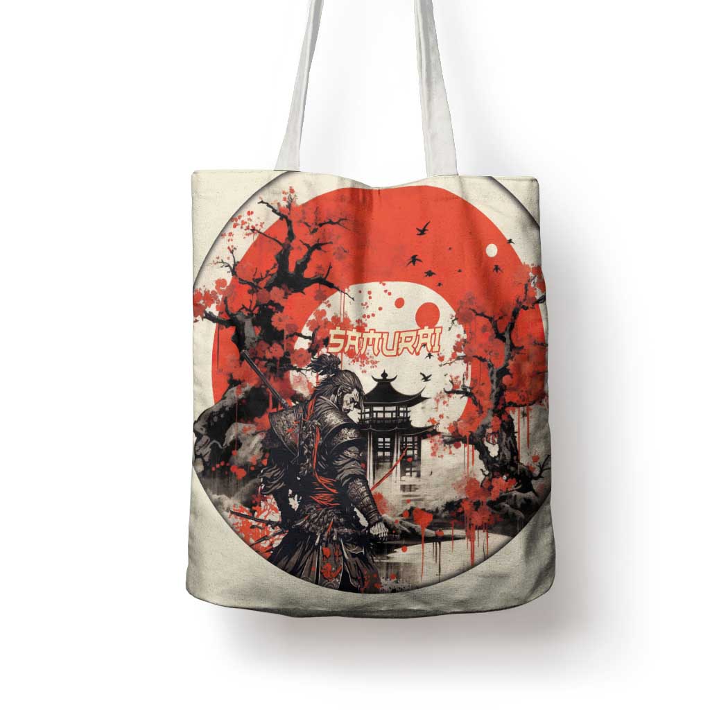 Samurai Warrior Japan Tote Bag Red-blossomed Tree Classic Japanese Stylized LT14 - Polynesian Pride
