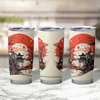 Samurai Warrior Japan Tumbler Cup Red-blossomed Tree Classic Japanese Stylized - Polynesian Pride