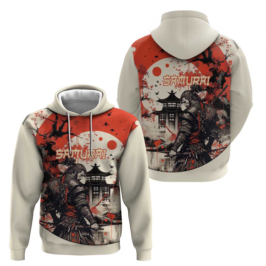 Samurai Warrior Japan Zip Hoodie Red-blossomed Tree Classic Japanese Stylized - Polynesian Pride
