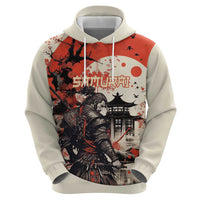 Samurai Warrior Japan Zip Hoodie Red-blossomed Tree Classic Japanese Stylized - Polynesian Pride