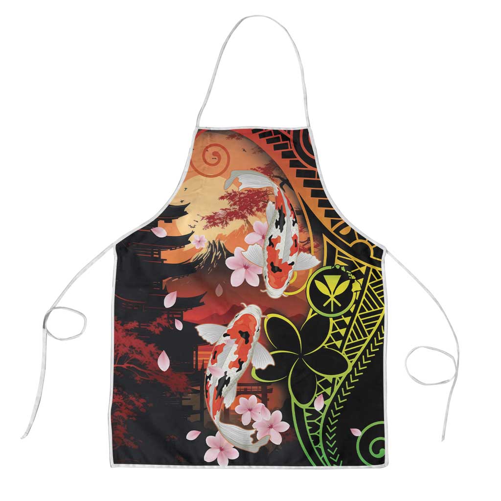 Hawaiian and Japanese Apron Koi Fish With Kanaka Polynesian Tattoo LT14 Black - Polynesian Pride