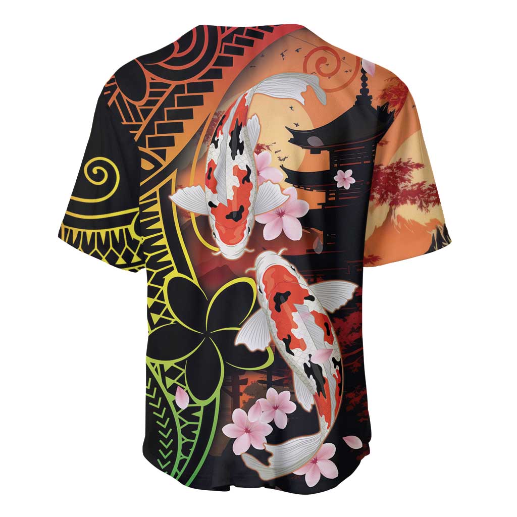 Hawaiian and Japanese Baseball Jersey Koi Fish With Kanaka Polynesian Tattoo - Polynesian Pride
