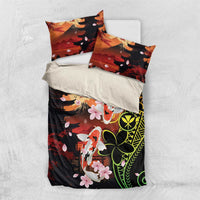 Hawaiian and Japanese Bedding Set Koi Fish With Kanaka Polynesian Tattoo - Polynesian Pride