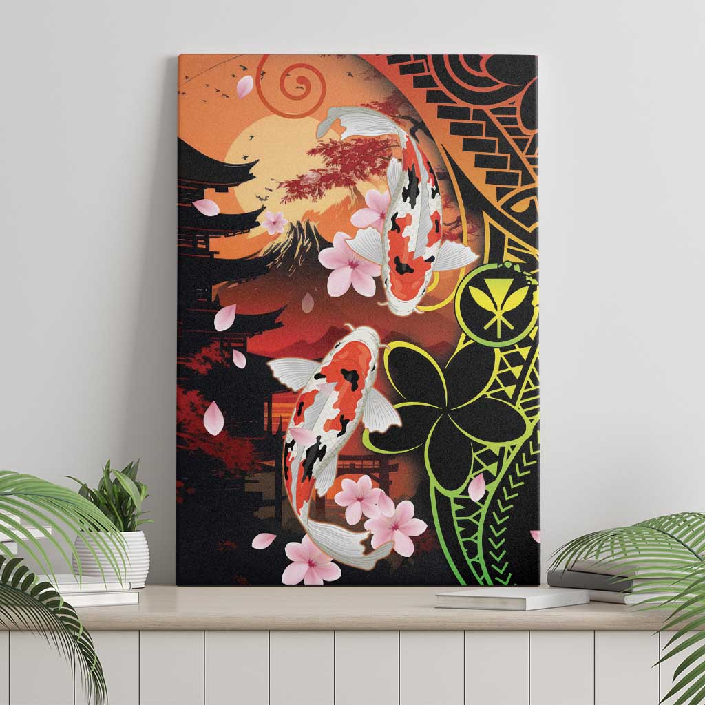 Hawaiian and Japanese Canvas Wall Art Koi Fish With Kanaka Polynesian Tattoo - Polynesian Pride