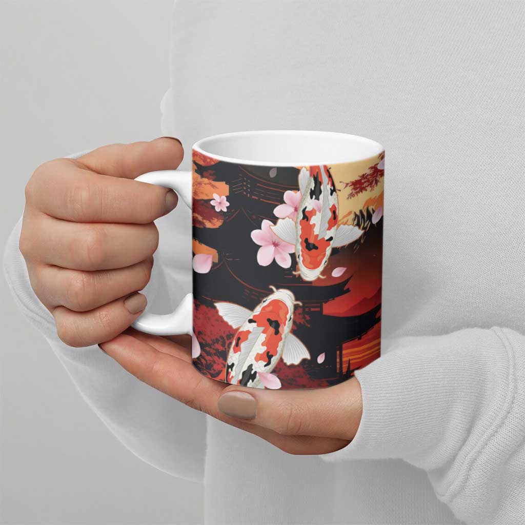 Hawaiian and Japanese Ceramic Mug Koi Fish With Kanaka Polynesian Tattoo - Polynesian Pride