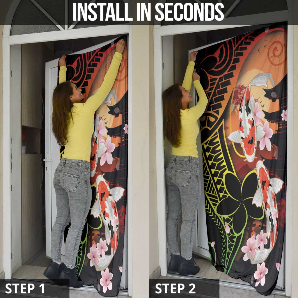 Hawaiian and Japanese Door Cover Koi Fish With Kanaka Polynesian Tattoo - Polynesian Pride
