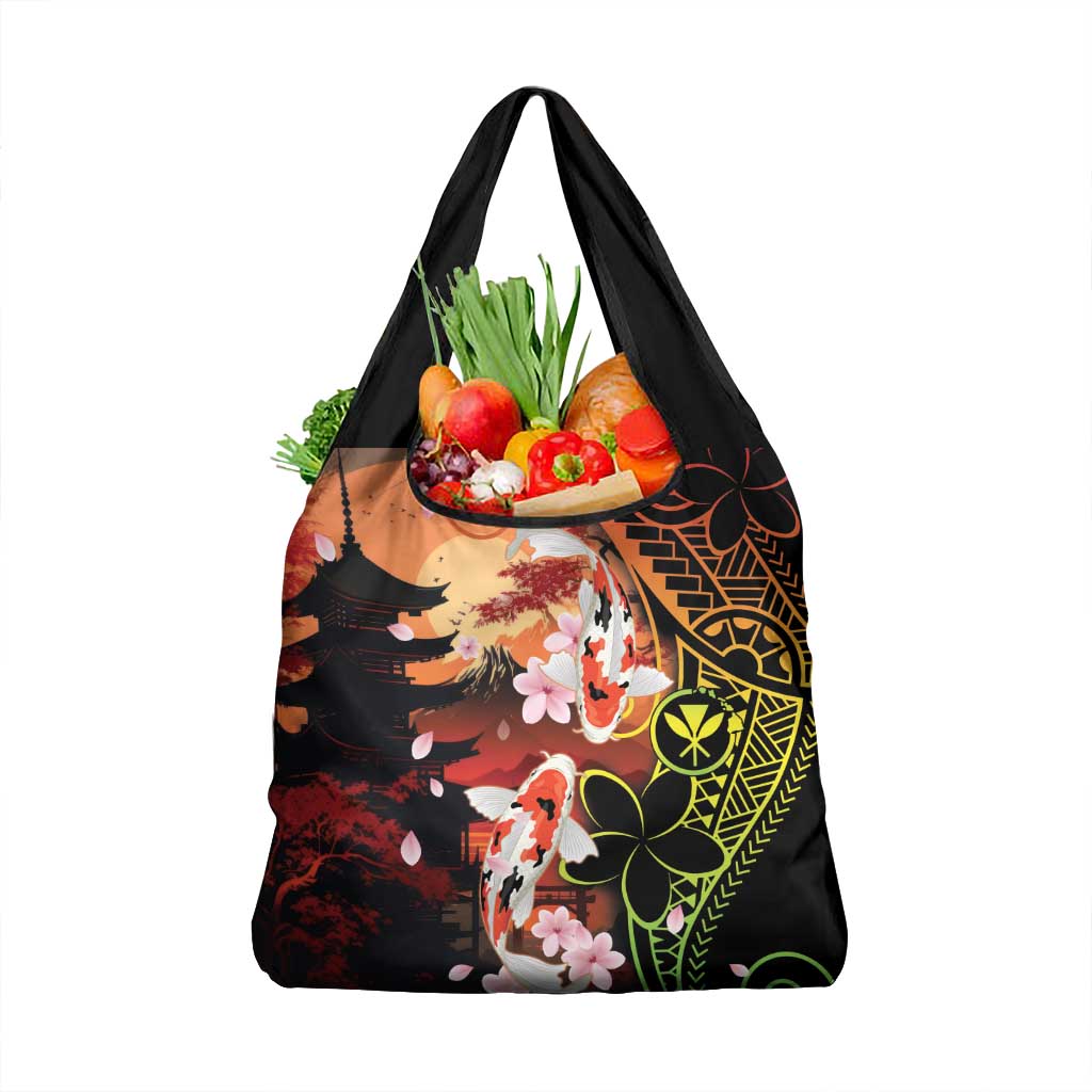 Hawaiian and Japanese Grocery Bag Koi Fish With Kanaka Polynesian Tattoo LT14 1-pack One Size Black - Polynesian Pride