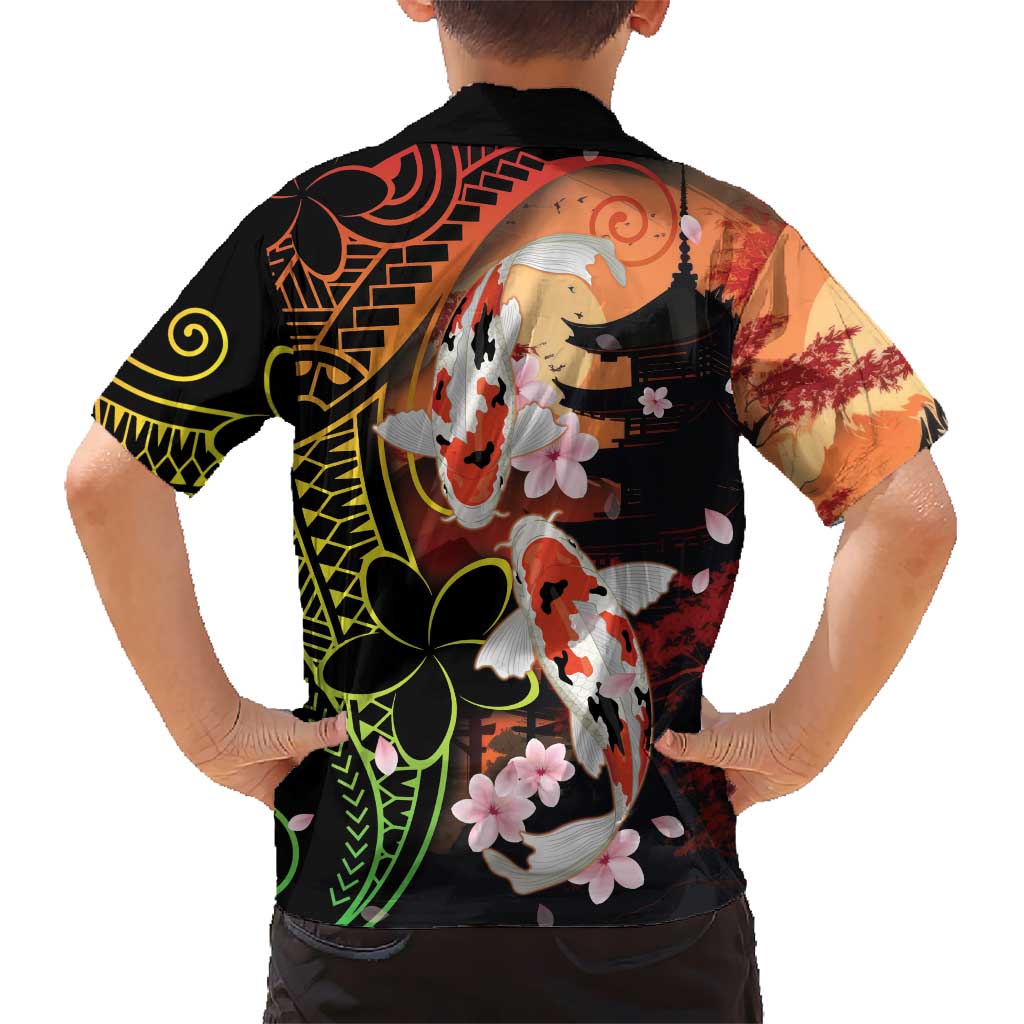 Hawaiian and Japanese Hawaiian Shirt Koi Fish With Kanaka Polynesian Tattoo - Polynesian Pride