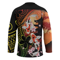Hawaiian and Japanese Hockey Jersey Koi Fish With Kanaka Polynesian Tattoo - Polynesian Pride