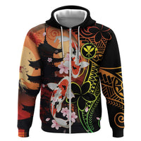 Hawaiian and Japanese Hoodie Koi Fish With Kanaka Polynesian Tattoo - Polynesian Pride