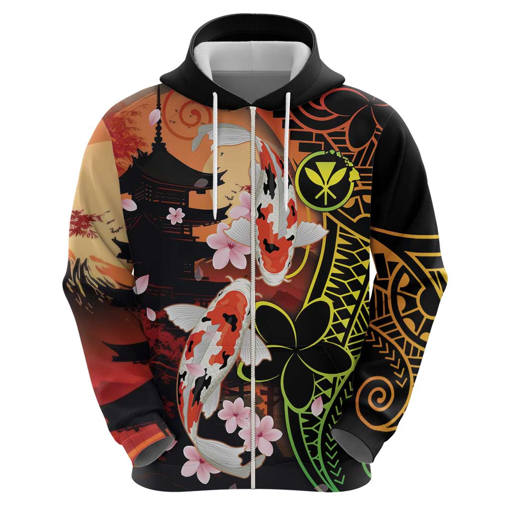 Hawaiian and Japanese Hoodie Koi Fish With Kanaka Polynesian Tattoo - Polynesian Pride