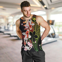 Hawaiian and Japanese Men Tank Top Koi Fish With Kanaka Polynesian Tattoo - Polynesian Pride