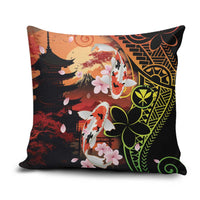 Hawaiian and Japanese Pillow Cover Koi Fish With Kanaka Polynesian Tattoo - Polynesian Pride