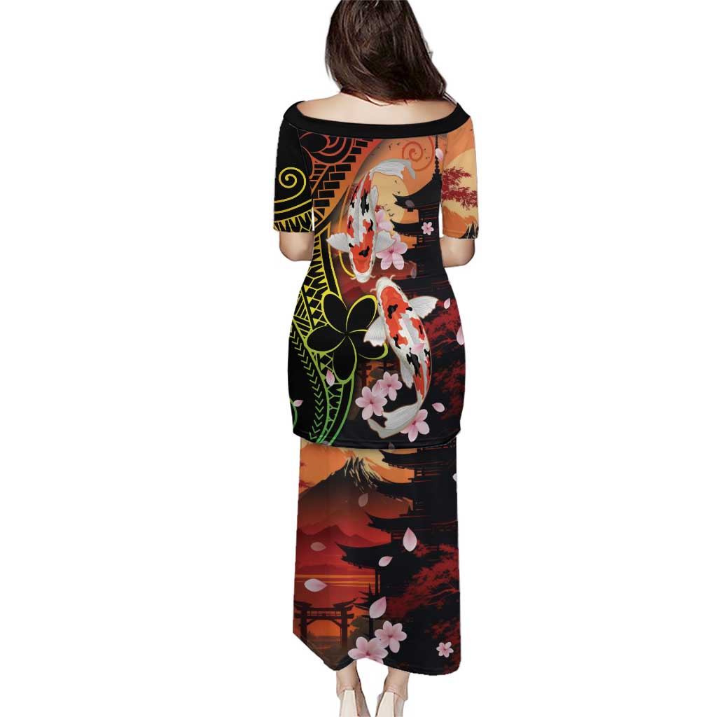 Hawaiian and Japanese Puletasi Koi Fish With Kanaka Polynesian Tattoo - Polynesian Pride