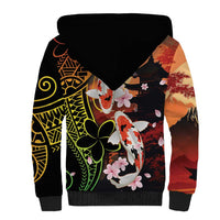 Hawaiian and Japanese Sherpa Hoodie Koi Fish With Kanaka Polynesian Tattoo - Polynesian Pride