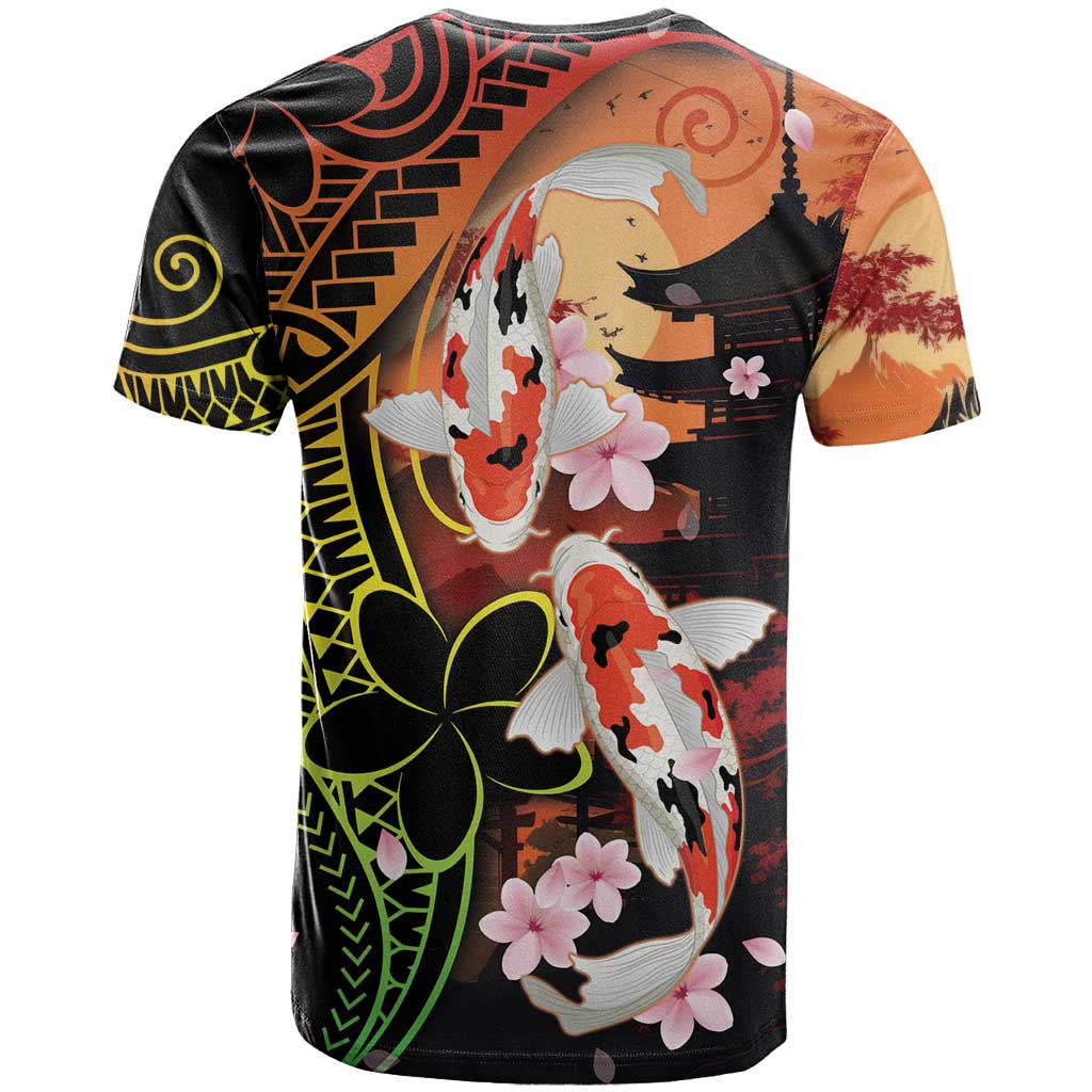 Hawaiian and Japanese T Shirt Koi Fish With Kanaka Polynesian Tattoo - Polynesian Pride