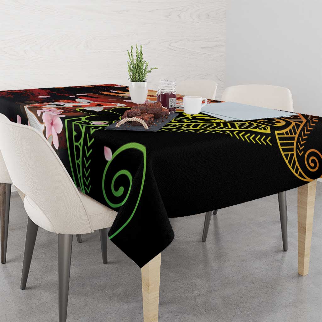 Hawaiian and Japanese Tablecloth Koi Fish With Kanaka Polynesian Tattoo - Polynesian Pride