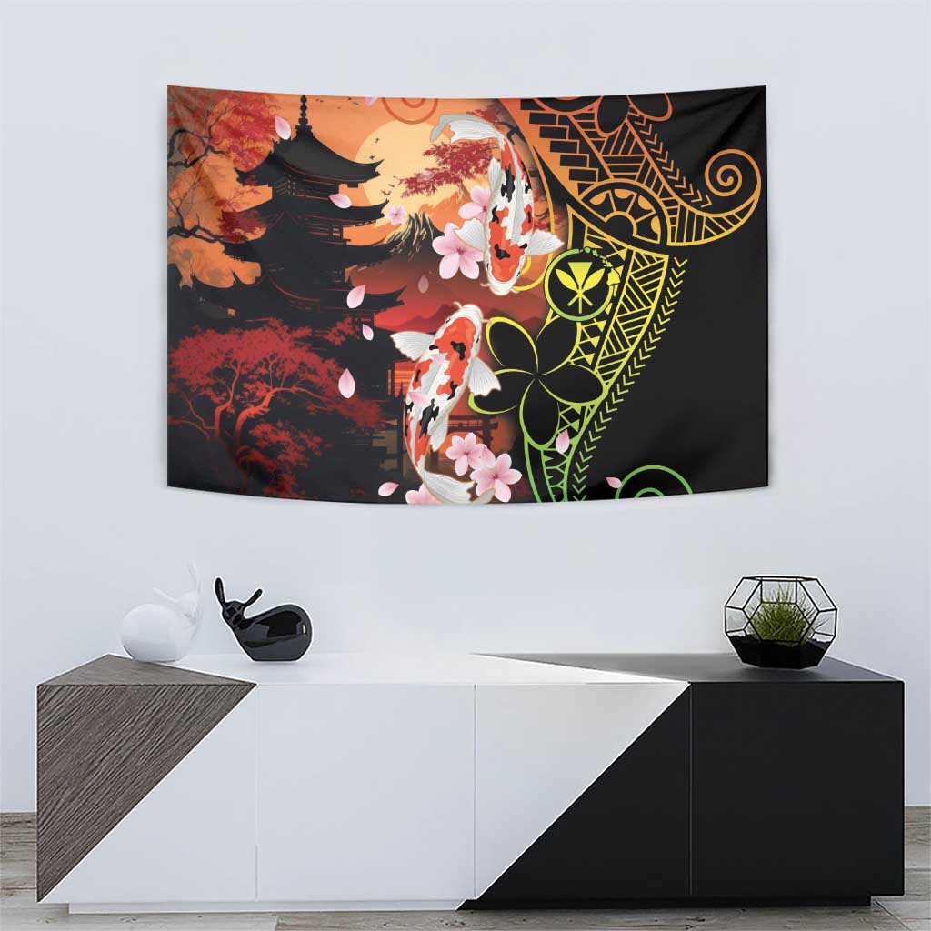 Hawaiian and Japanese Tapestry Koi Fish With Kanaka Polynesian Tattoo - Polynesian Pride