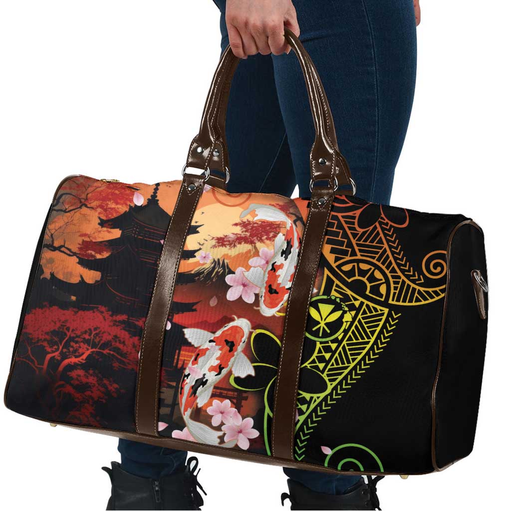 Hawaiian and Japanese Travel Bag Koi Fish With Kanaka Polynesian Tattoo - Polynesian Pride