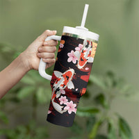 Hawaiian and Japanese Tumbler With Handle Koi Fish With Kanaka Polynesian Tattoo - Polynesian Pride