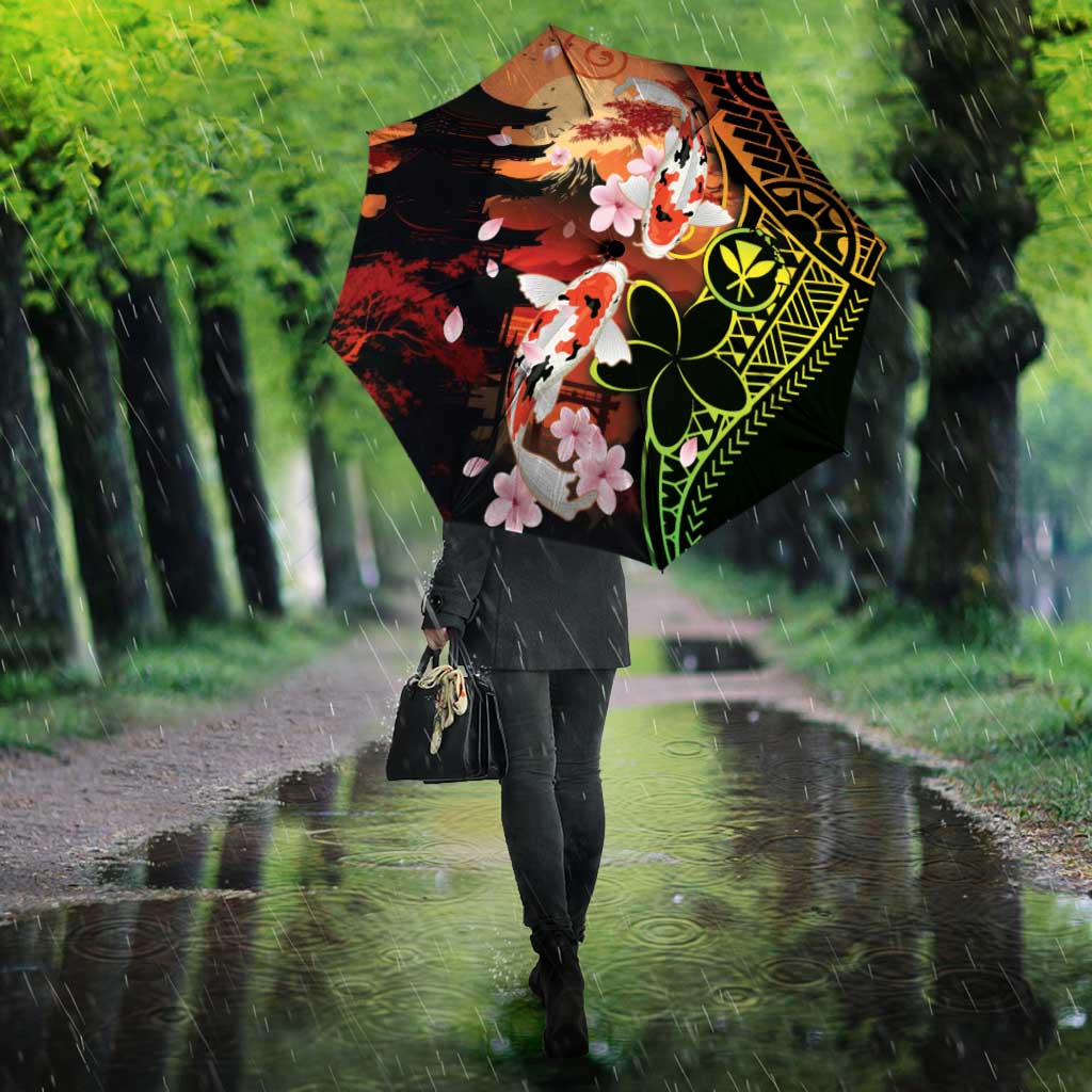 Hawaiian and Japanese Umbrella Koi Fish With Kanaka Polynesian Tattoo - Polynesian Pride