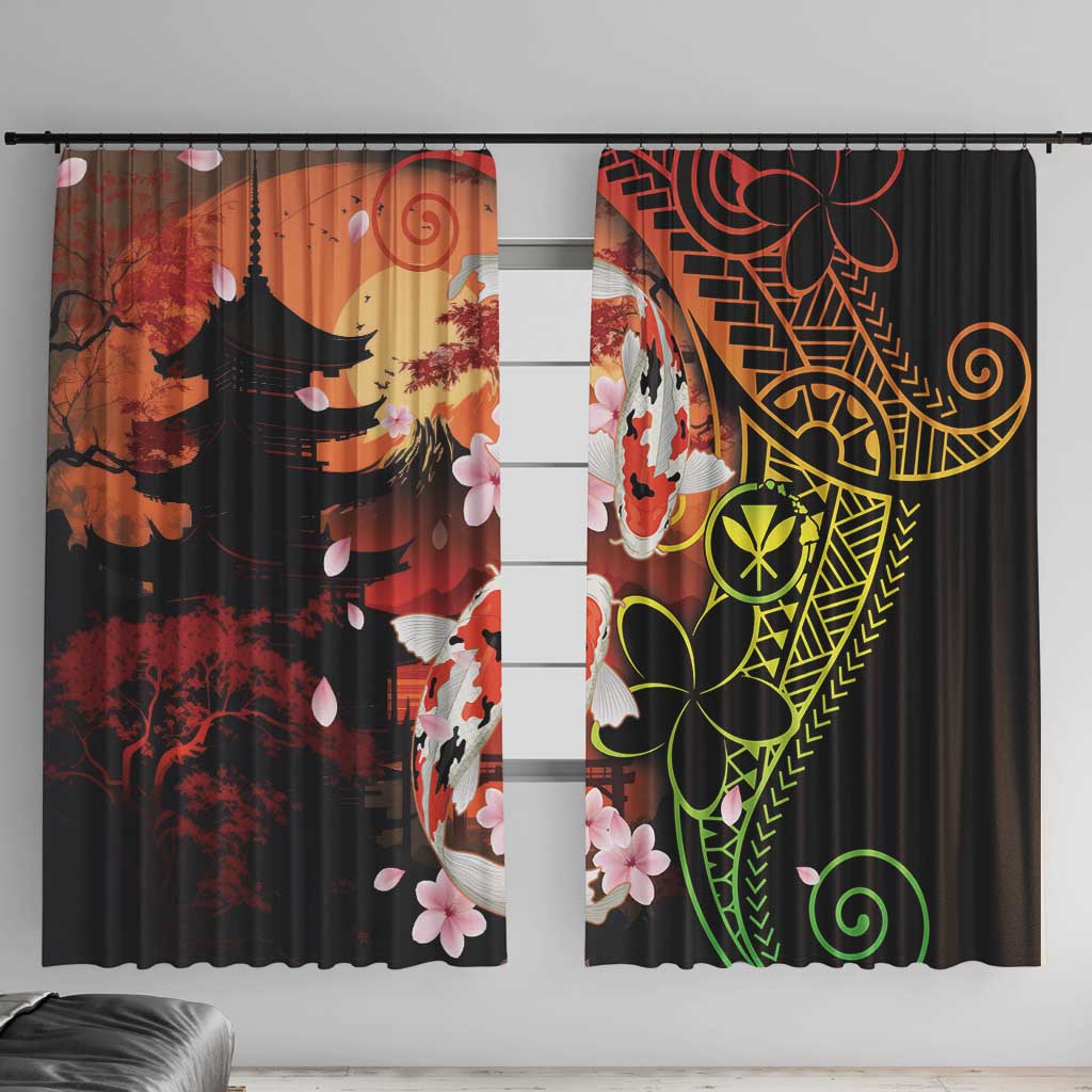 Hawaiian and Japanese Window Curtain Koi Fish With Kanaka Polynesian Tattoo - Polynesian Pride