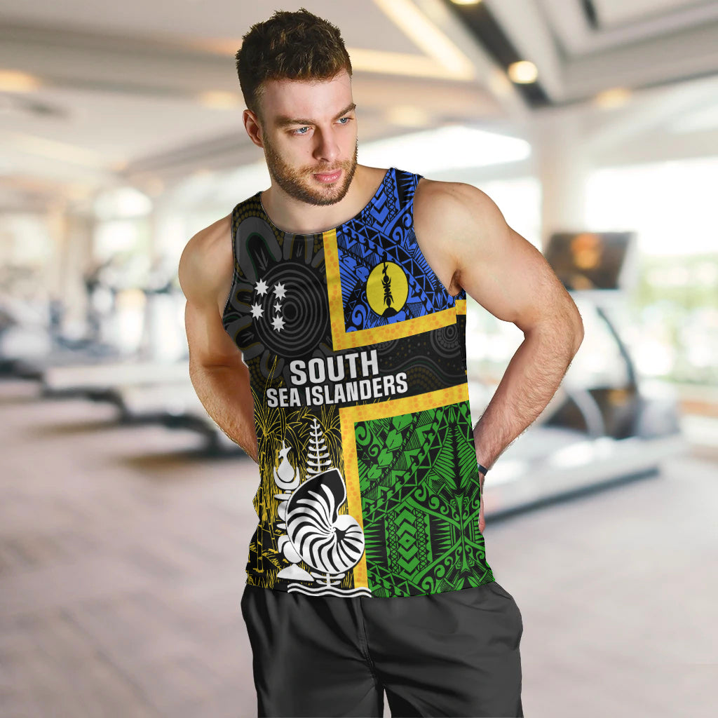 Personalised South Sea Islanders Men Tank Top Kanakas With New Caledonia Coat Of Arms LT14 - Polynesian Pride