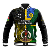 Personalised South Sea Islanders Baseball Jacket Kanakas With Vanuatu Coat Of Arms LT14 Unisex Black - Polynesian Pride