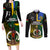 Personalised South Sea Islanders Couples Matching Long Sleeve Bodycon Dress and Long Sleeve Button Shirts Kanakas With Vanuatu Coat Of Arms LT14 Black - Polynesian Pride