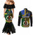 Personalised South Sea Islanders Couples Matching Mermaid Dress and Long Sleeve Button Shirts Kanakas With Vanuatu Coat Of Arms LT14 - Polynesian Pride