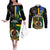 Personalised South Sea Islanders Couples Matching Off The Shoulder Long Sleeve Dress and Long Sleeve Button Shirts Kanakas With Vanuatu Coat Of Arms LT14 Black - Polynesian Pride