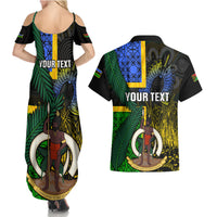 Personalised South Sea Islanders Couples Matching Summer Maxi Dress and Hawaiian Shirt Kanakas With Vanuatu Coat Of Arms LT14 - Polynesian Pride