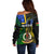 Personalised South Sea Islanders Off Shoulder Sweater Kanakas With Vanuatu Coat Of Arms LT14 - Polynesian Pride