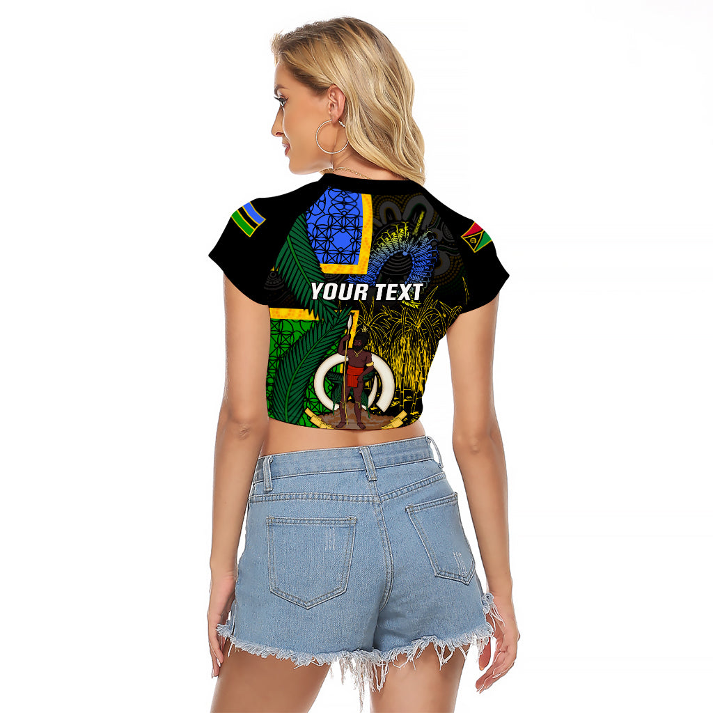 Personalised South Sea Islanders Raglan Cropped T Shirt Kanakas With Vanuatu Coat Of Arms LT14 - Polynesian Pride