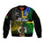 Personalised South Sea Islanders Sleeve Zip Bomber Jacket Kanakas With Vanuatu Coat Of Arms LT14 Unisex Black - Polynesian Pride