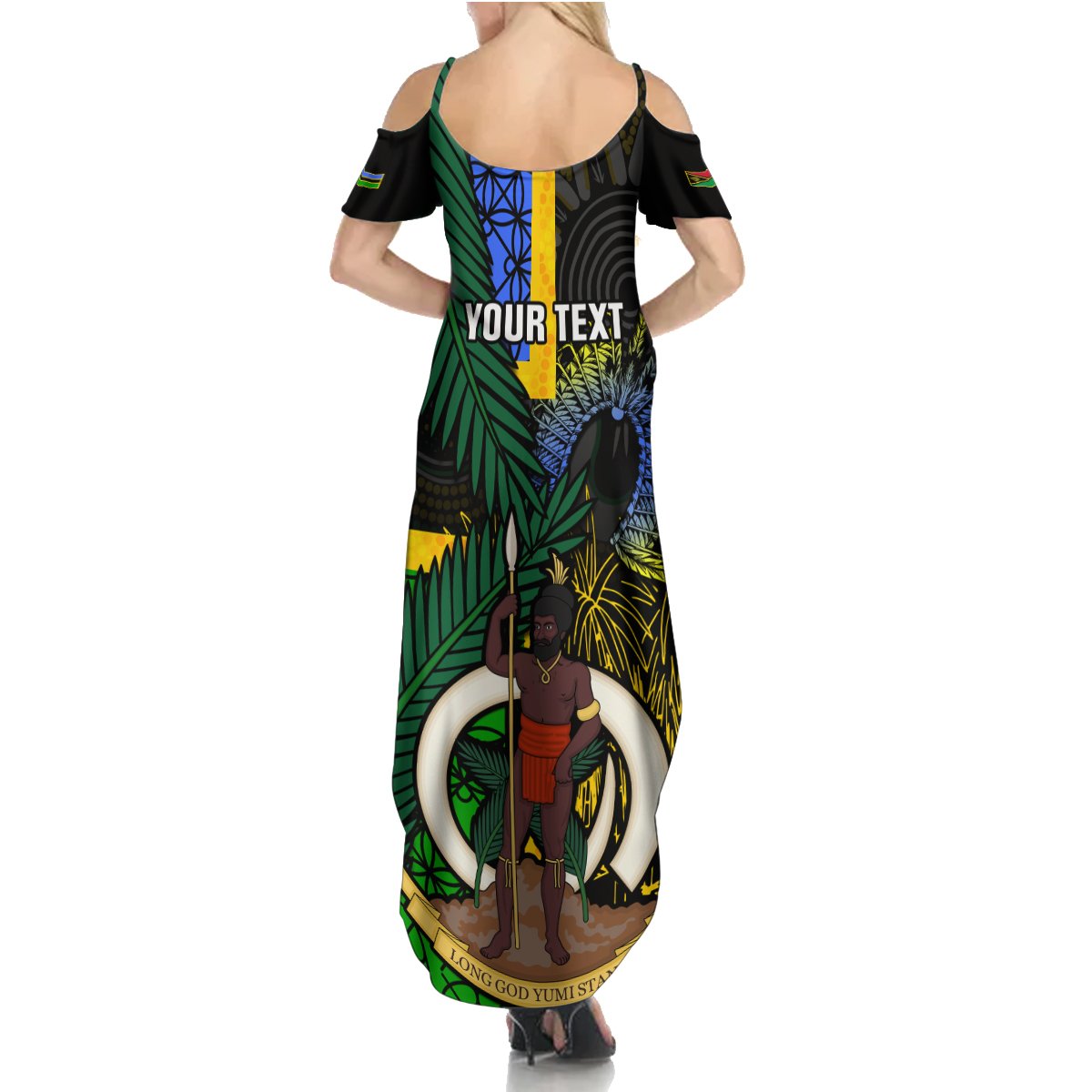Personalised South Sea Islanders Summer Maxi Dress Kanakas With Vanuatu Coat Of Arms LT14 - Polynesian Pride