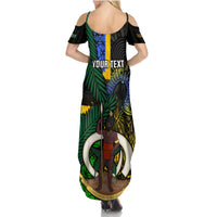 Personalised South Sea Islanders Summer Maxi Dress Kanakas With Vanuatu Coat Of Arms LT14 - Polynesian Pride