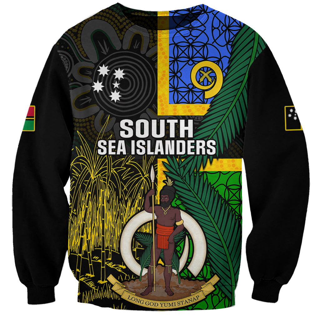 Personalised South Sea Islanders Sweatshirt Kanakas With Vanuatu Coat Of Arms LT14 Unisex Black - Polynesian Pride