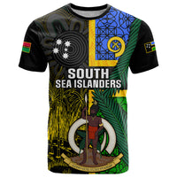 Personalised South Sea Islanders T Shirt Kanakas With Vanuatu Coat Of Arms LT14 Black - Polynesian Pride