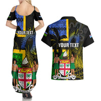 Personalised South Sea Islanders Couples Matching Summer Maxi Dress and Hawaiian Shirt Kanakas With Fiji Coat Of Arms LT14 - Polynesian Pride