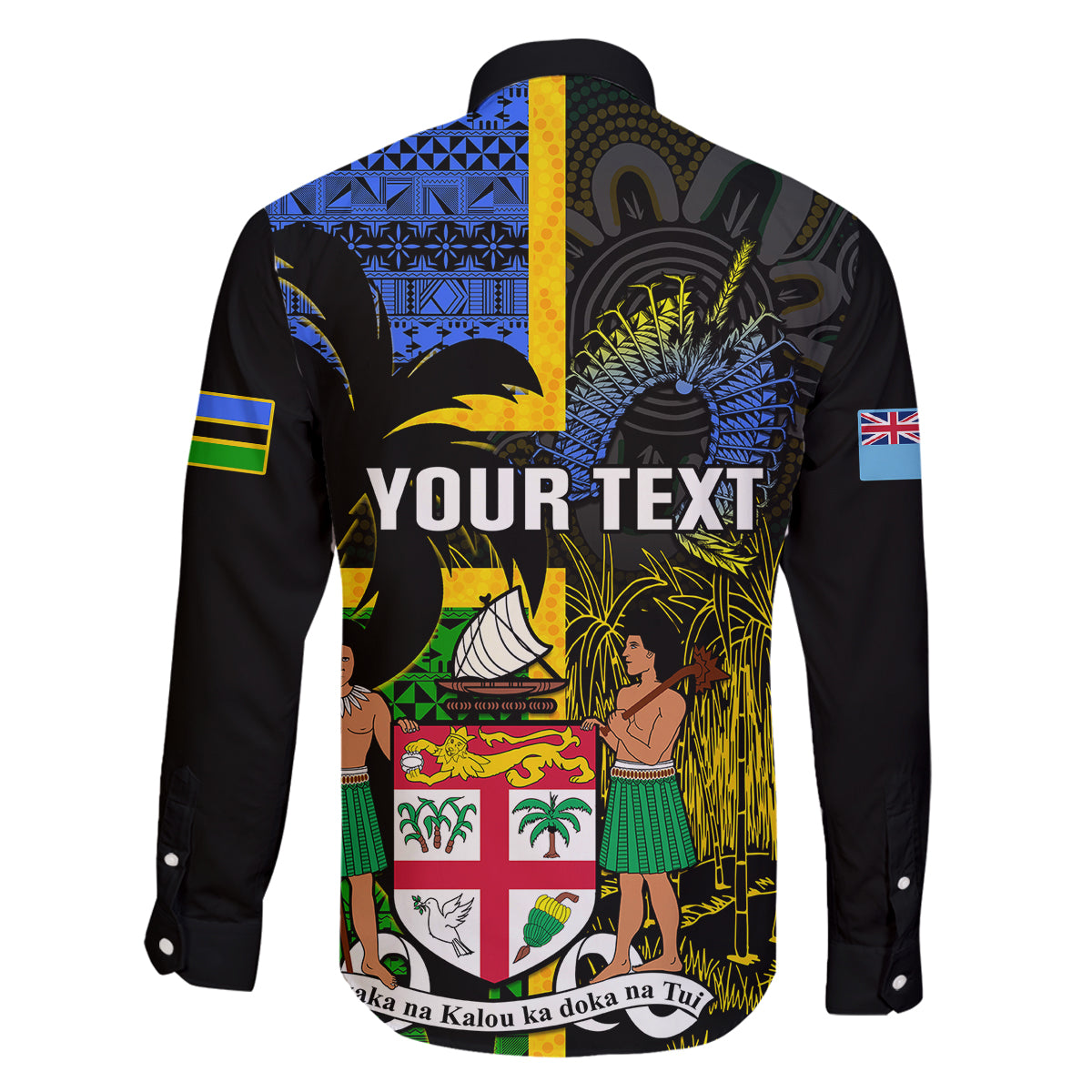 Personalised South Sea Islanders Family Matching Off Shoulder Short Dress and Hawaiian Shirt Kanakas With Fiji Coat Of Arms LT14 - Polynesian Pride