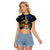 Personalised South Sea Islanders Raglan Cropped T Shirt Kanakas With Fiji Coat Of Arms LT14 Female Black - Polynesian Pride
